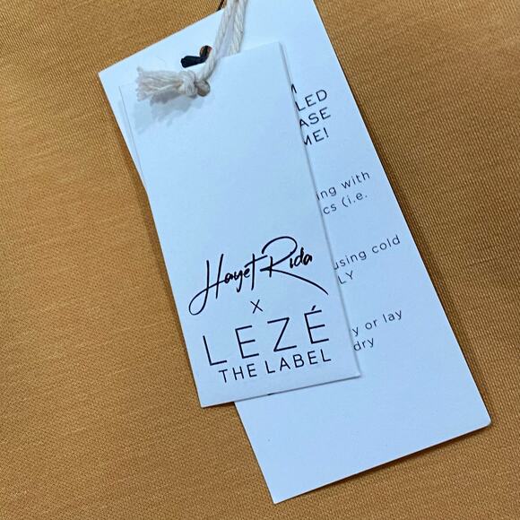 NEW Hayet Rida x Leze Marigold Yellow Elastic Waist Track pants Plus Size 3XL - Picture 4 of 9